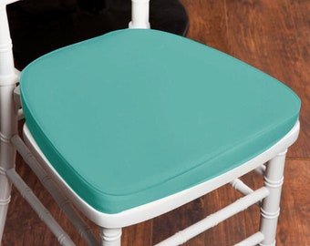 2" Thick Turquoise Seat Cushion, Chiavari Chair Pad, Memory Foam Padded Sponge Cushion With Ties and Removable Polyester Cover