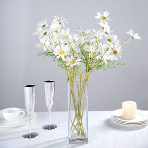 20inch White Artificial Daisy Flower Bushes, Flower Crown, Halo, Wildflowers, Hair Accessory, Silk Wedding Flowers, - 6 Bushes