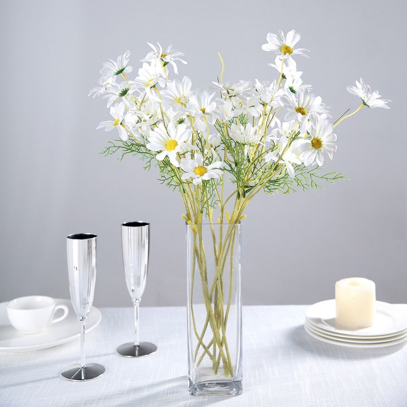 20inch White Artificial Daisy Flower Bushes, Flower Crown, Halo, Wildflowers, Hair Accessory, Silk Wedding Flowers, - 6 Bushes