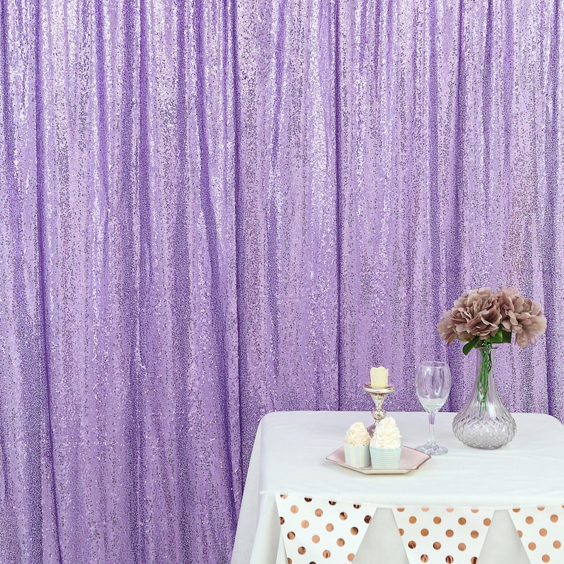 8 FT Purple Sequin Curtain With Rod Pocket Photo Booth Etsy