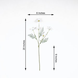 20inch White Artificial Daisy Flower Bushes, Flower Crown, Halo, Wildflowers, Hair Accessory, Silk Wedding Flowers, - 6 Bushes