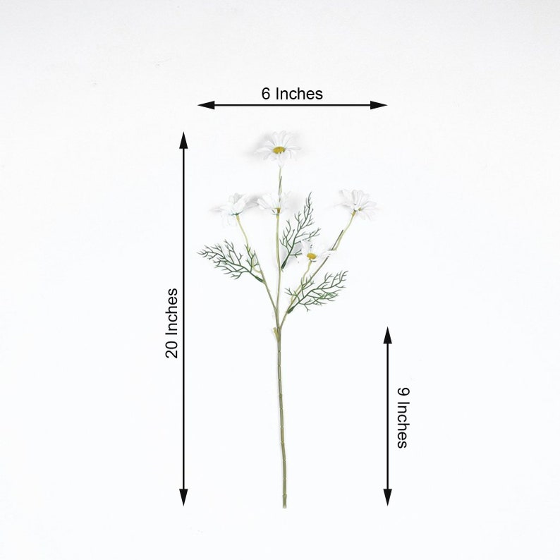 20inch White Artificial Daisy Flower Bushes, Flower Crown, Halo, Wildflowers, Hair Accessory, Silk Wedding Flowers, - 6 Bushes