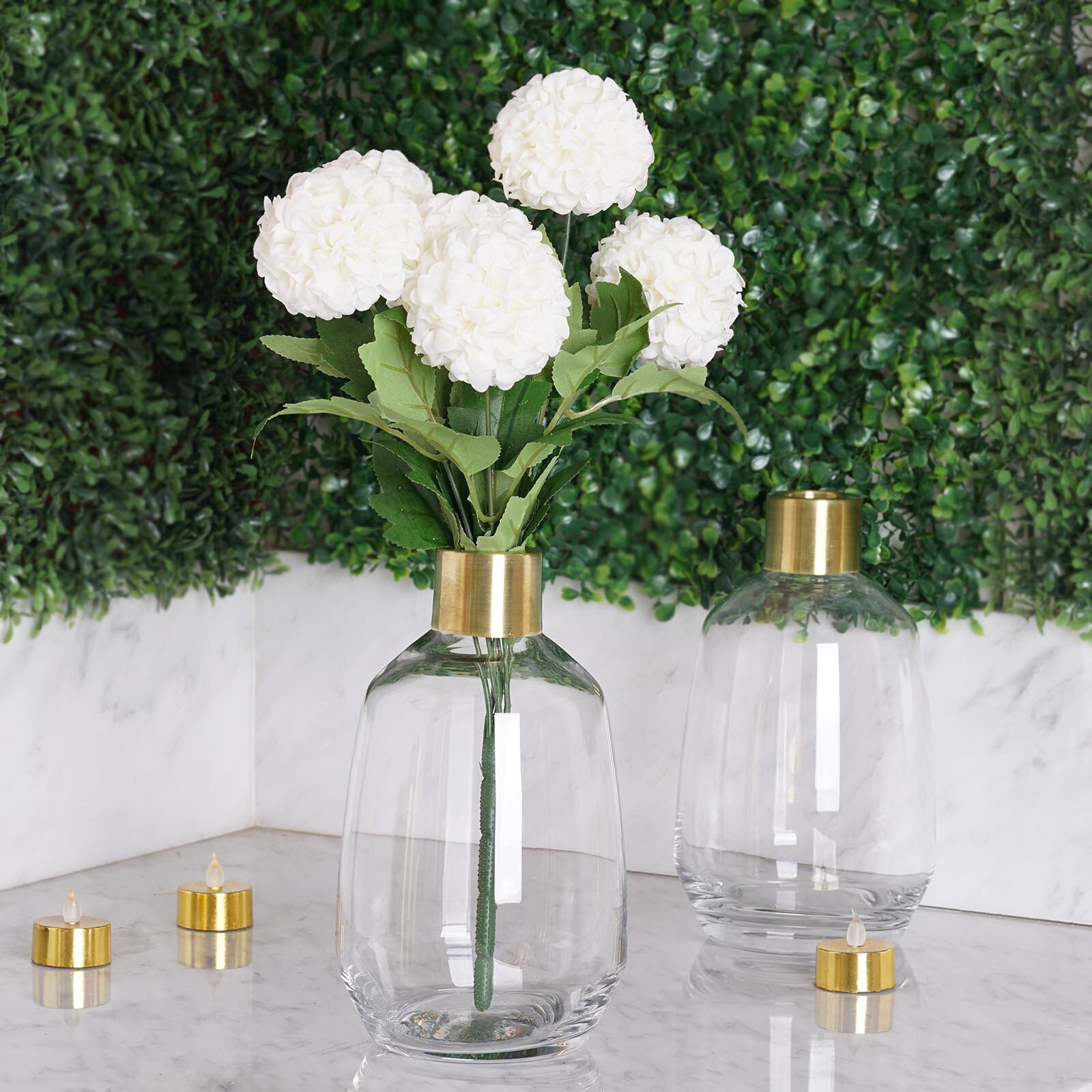 8 Glass Vase With Gold Metal Top Flower Vase Jar Glass Etsy