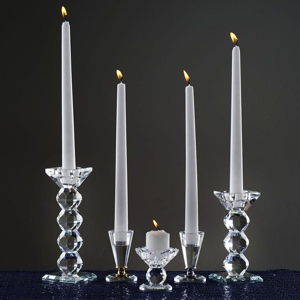 Efavormart | 3" Tall Gemcut Glass Crystal Votive Candlestick Holder With Gold Metal Stem