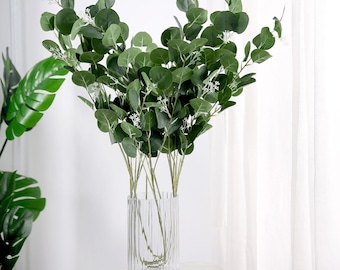 2 Pack | 40" Artificial Eucalyptus Bush Spray, Leaf Spray Eucalyptus Rustic Wedding Place Setting, Eucalyptus Decoration - Green
