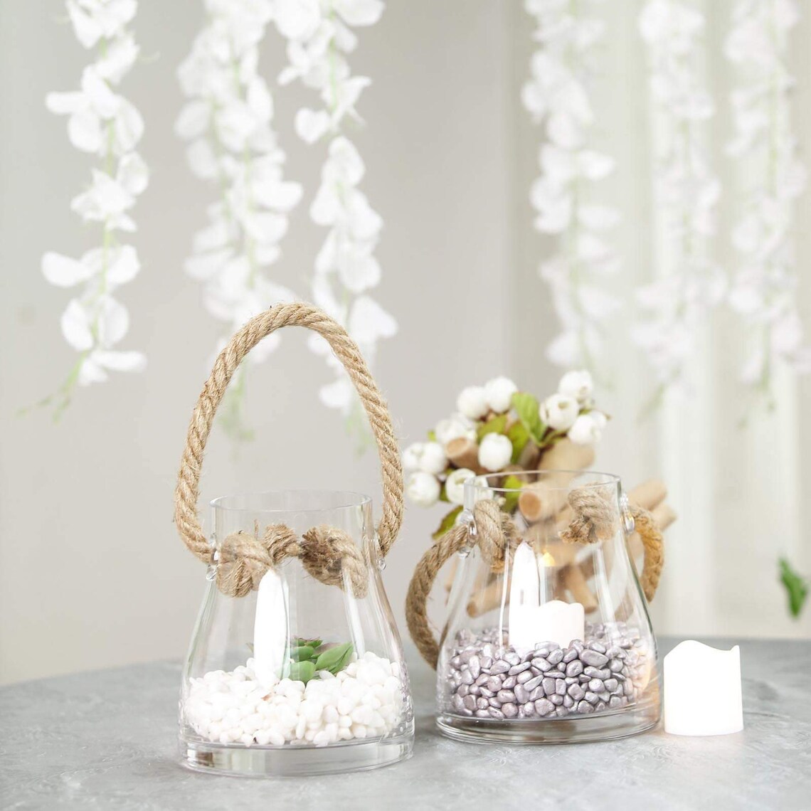 9 Glass Vase with Jute Rope Twine Hanging Glass Vase Etsy