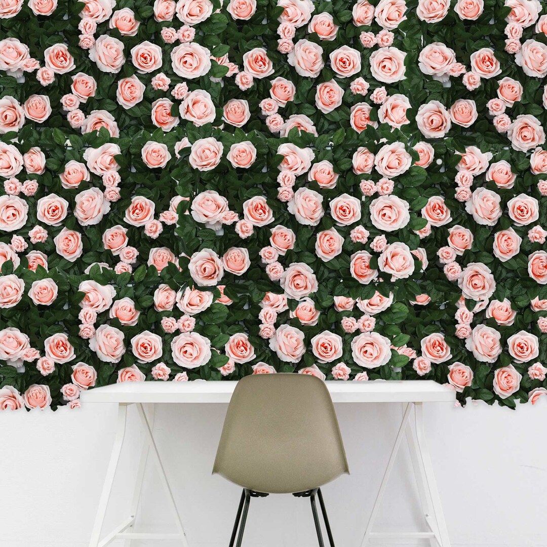 3 Sq Ft Silk Rose Flower Wall Panel for Birthday Party, Baby Shower