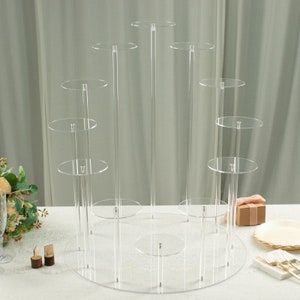 29inches Tall 12-Arm Tiered Clear Acrylic Dessert Display Stand, Multi-Layer Round Tray Cupcake Serving Rack Cake Pedestal, Wedding Cupcake Stand