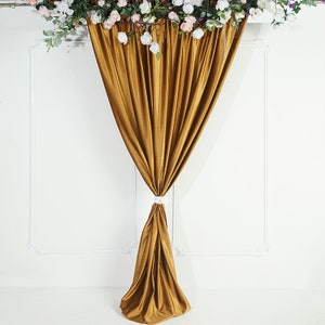 Gold Velvet Backdrop, Photo Booth Backdrop Velvet Curtain Drapes, Wedding Velvet Photo Background With Rod Pocket - 8FTx8FT