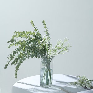 3 Bushes | 30inch Silk Eucalyptus Leaves Spray, Artificial Eucalyptus Leaves, Faux Greenery For Wedding - Frosted Green