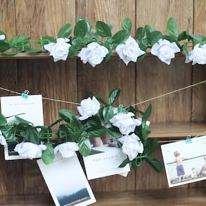 6FT White Silk Rose Vine, Fake Rose Garland, Hanging Roses, Wedding Garland, Arch Decor Greenery Garland