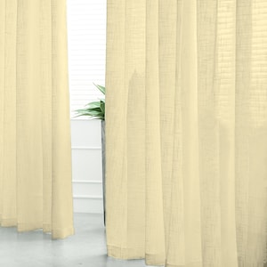 Set Of 2 | 52&quot;x96&quot;| Faux Linen Curtain Panels, Bedroom Curtains Window Treatment Door Window Curtains With Chrome Grommets - Ivory