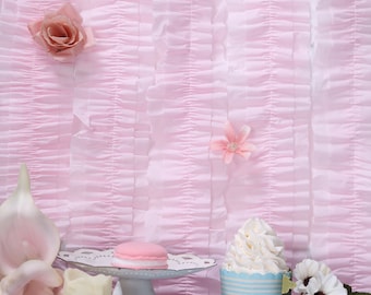 3 Rolls | 28 FT Blush Ruffled Streamers, Tissue Paper Garland, Party Decoration, Photo Booth Backdrop, Bunting Banner, Paper Streamers