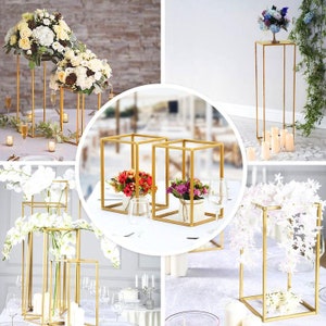 Set of 2 16 Matte Gold Metal Stand, Flower Stand, Geometric Metal Stand, Metal Stand for Wedding Centerpiece, Modern Decor image 6