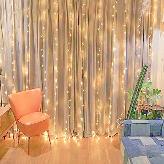 10ft LED Icicle Lights, LED String Lights, Curtain Fairy Lights, 300 Leds 8  Modes, LED Curtain Lights Warm White 