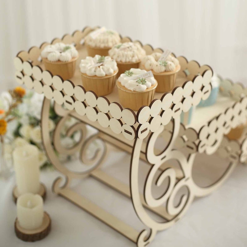 22inch - 3 Tier Cupcake Stand, Natural Wooden Cupcake Stand, Dessert Platter Tray, Mini Cake Tray, Cupcake Display Stand, Rustic Cupcake Holder