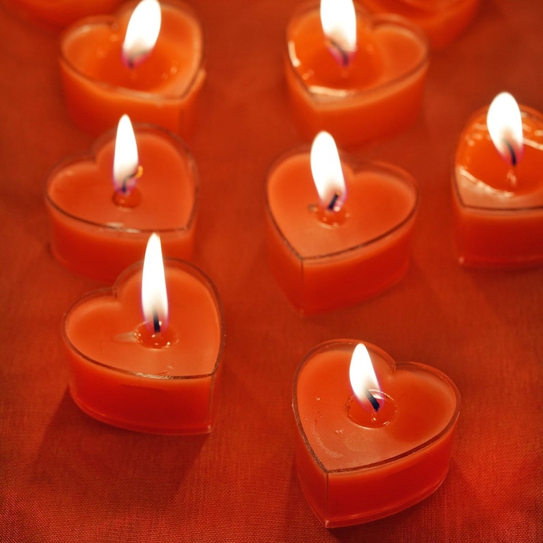 12 Pack Red Heart Candles Love Tealight Candles Small Etsy