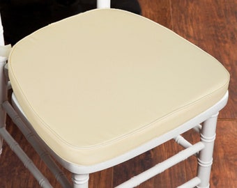 2" Thick Ivory Seat Cushion, Chiavari Chair Pad, Memory Foam Padded Sponge Cushion With Ties and Removable Polyester Cover