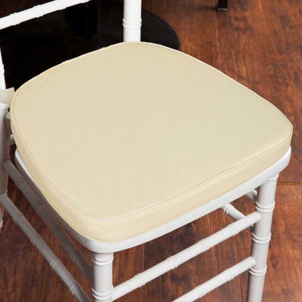 2" Thick Ivory Seat Cushion, Chiavari Chair Pad, Memory Foam Padded Sponge Cushion With Ties and Removable Polyester Cover