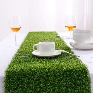 9ft - All Weather Artificial Grass Table Runners Grass Mats for Wedding Party, Birthday, Banquet, Baby Shower, Home Decorations