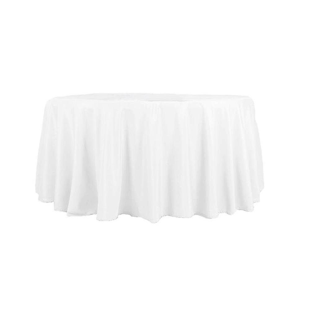 108 White Polyester Round Tablecloth Etsy