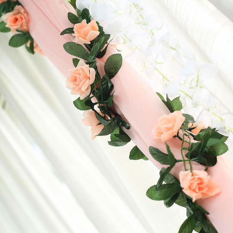 6FT Peach Artificial Rose Flower Garland Greenery Garland Etsy
