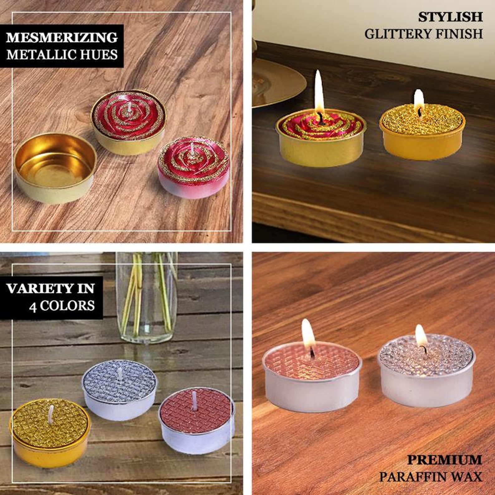 1.5 Metallic Gold Tea Light Candles Unscented Candles Etsy