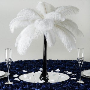 20 Gold Tall Ostrich Feather Centerpiece Kits With Round Eiffel