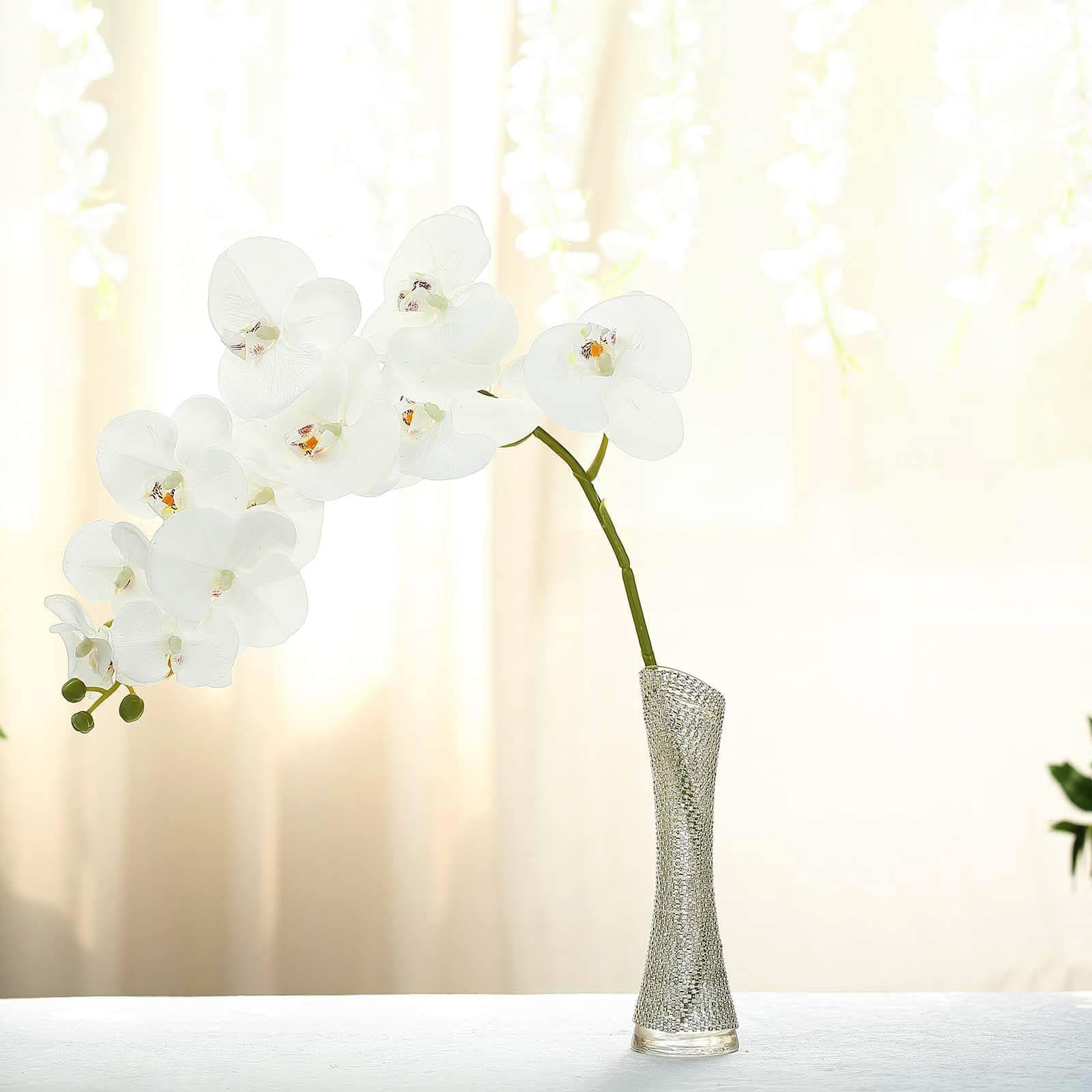 2 tallos Orquídeas artificiales de tallo largo de berenjena de 40 , ramo de  orquídeas de flores de seda, flores de boda -  México
