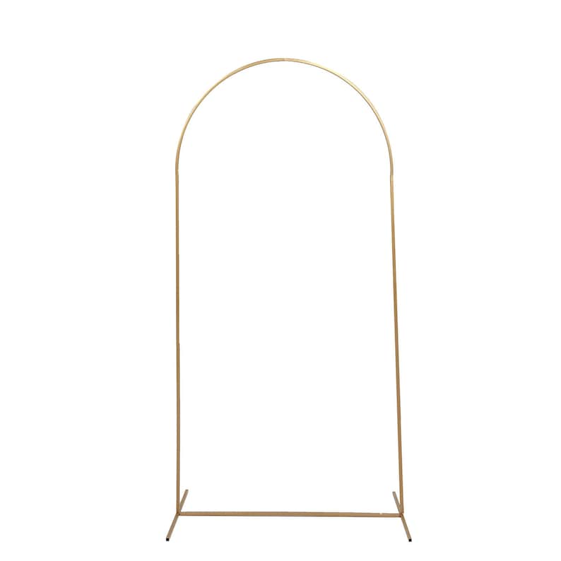 7ft Gold Chiara Backdrop Stand, Metal Wedding Arch, Balloon Arch, Round Top Floral Frame Arbor Display For Wedding, Ceremony, Event Decor