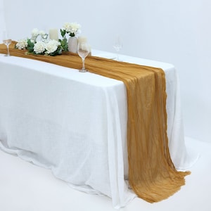 10FT Gauze Cheesecloth Table Runner,  Boho Wedding Arbor, Rustic Wedding Arch Cheesecloth, Draping Gauze - Mustard Yellow