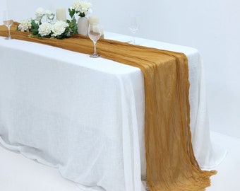 10FT Gauze Cheesecloth Table Runner,  Boho Wedding Arbor, Rustic Wedding Arch Cheesecloth, Draping Gauze - Mustard Yellow