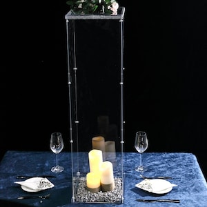 40&quot; Floor Standing Clear Acrylic Pedestal Riser, Acrylic Display Box, Floral and Centerpiece Riser, Clear Wedding Plinth, Showcase Box
