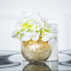 4" Gold Foiled Glass Bubble Bowl, Gold Crackle Round Bowl flower Vase Terrarium, Globe Flower Vase Centerpiece
