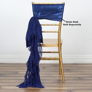 Set of 6 Strands - Navy Blue Chiffon Sash For Chair Decor, Wedding Chair Sash, Chiavari Chair Sashes