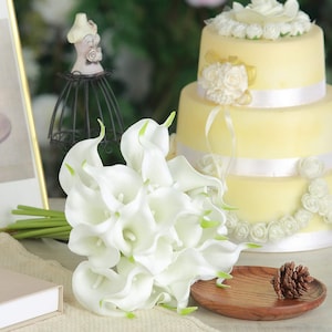 20 Artificial Stems White Calla Lilies, Long Stems Calla Lily Wedding Bouquet, Real Touch Flowers, Wedding, Holiday, Flower Decor, - 14&quot;