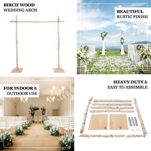 7.5ft Natural Birch Wood Wedding Arch, Square Backdrop Stand, Photography Stand, Rustic Wedding Arbor Decor, Wedding Backdrop, Ceremony Arch