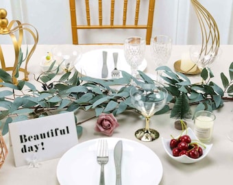 5 FT | Artificial Willow Leaves Garland, Greenery Garland Vines - Frosted Green