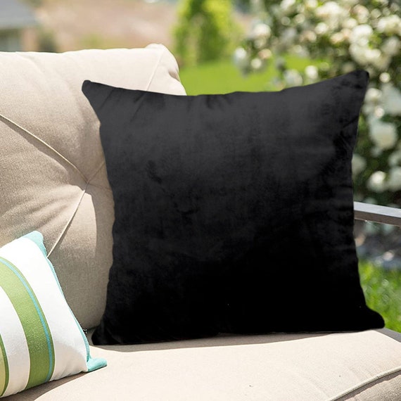 Velvet Black Throw Pillow Cover, Decorative Throw Pillows For