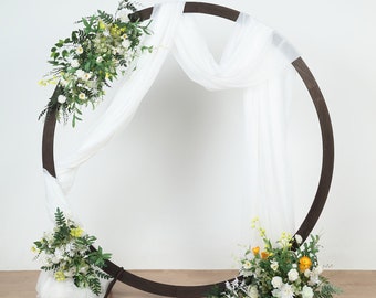 7.4ft Dark Brown Wood DIY Round Wedding Arch Backdrop Stand, Rustic Photo Backdrop Stand