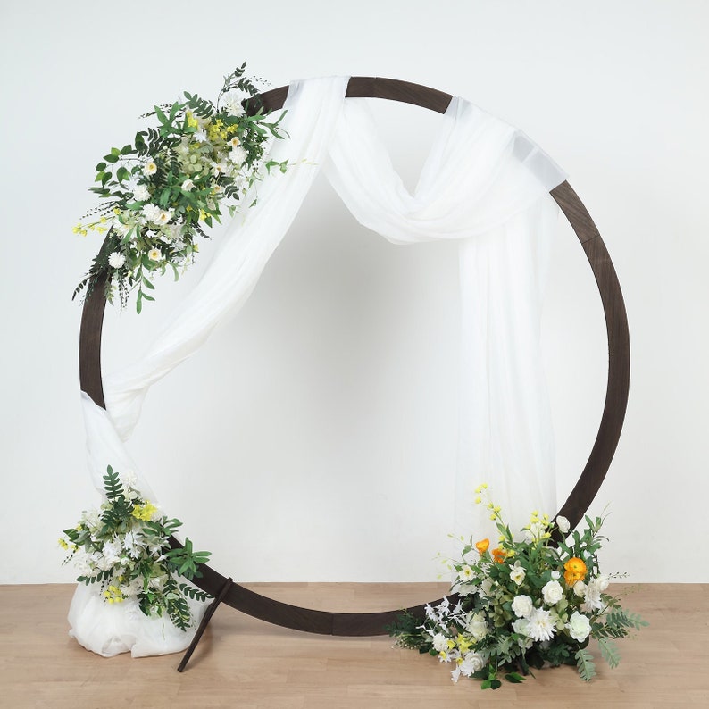 7.4ft Dark Brown Wood DIY Round Wedding Arch Backdrop Stand, Rustic Photo Backdrop Stand image 1