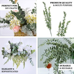 3 Bushes | 30inch Silk Eucalyptus Leaves Spray, Artificial Eucalyptus Leaves, Faux Greenery For Wedding - Frosted Green