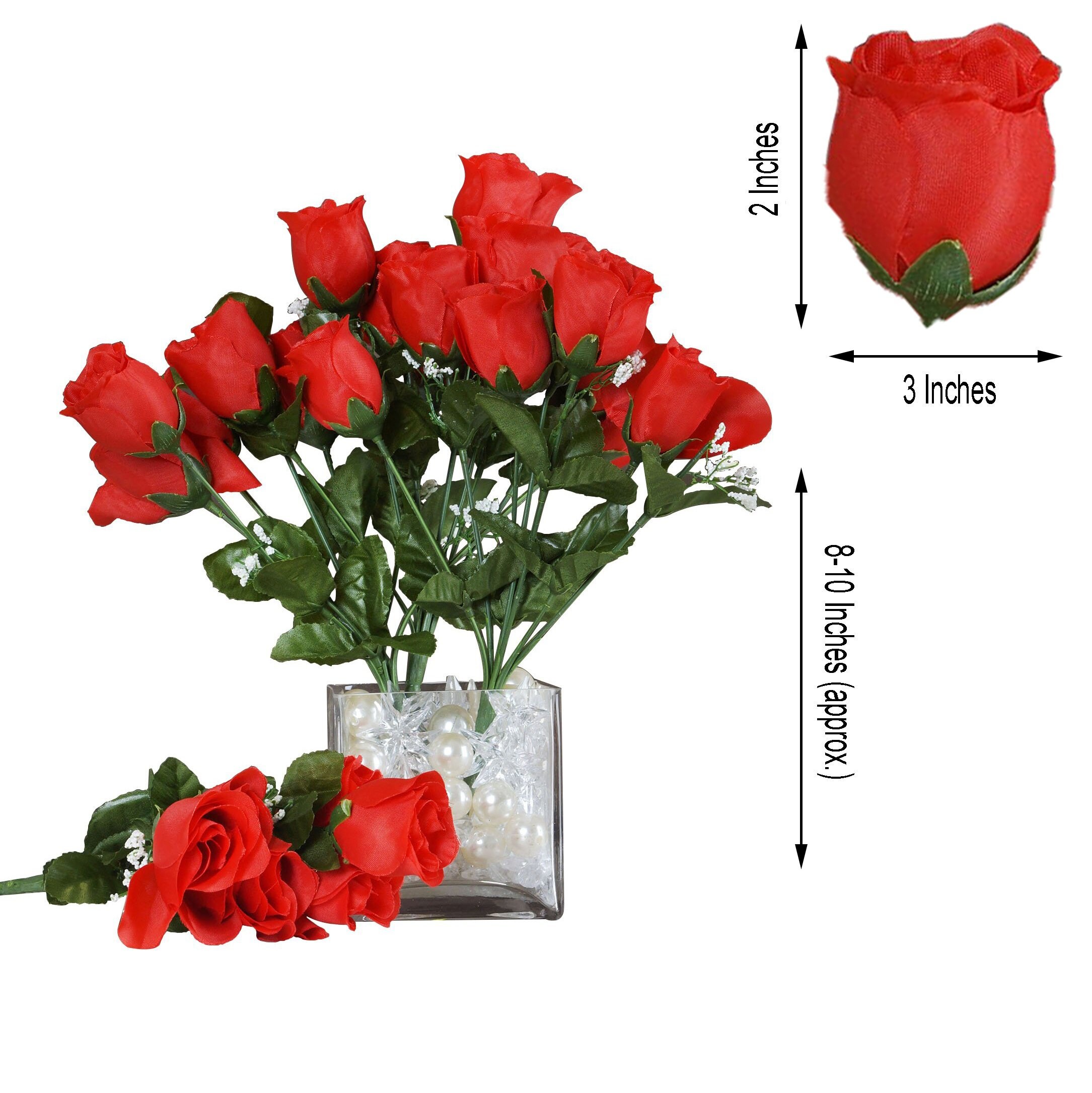 12 Bushes 84 Red Rose Buds Artificial Silk Rose Buds Rose Etsy