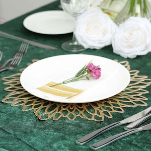 15&quot; Leaf Placemat, Dining Table Placemats, Floral Placemat, Round Table Mats, Wedding Placemats, Vinyl Lace Doilies, Plastic - 6 Pack | Gold