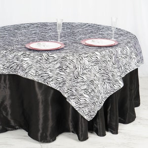 72" Square Black/white Taffeta Tiger Print Table Overlay, Jungle Theme ...