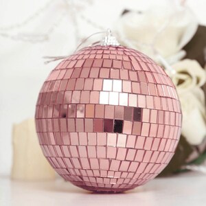 4 Pack | 4" Blush Rose Gold Disco Ball Ornaments, Mirror Foam Ball With ...