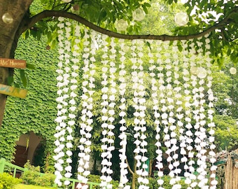 6FT White Silk Flower Backdrop, Flower Garland , Floral Backdrop, Party Decor Backdrop, Hanging Flower Garland