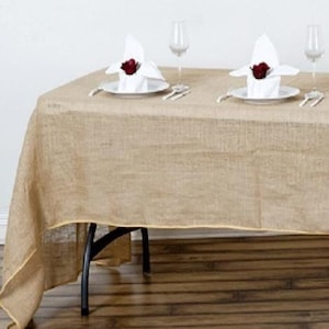 60x102&quot; Natural Tone Chambury Casa Rustic Burlap Rectangle Tablecloth