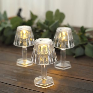 4.5&quot; Warm White Clear LED Desk Lamp For Room, Crystal Mini LED Lamp, Decorative Bedside Night Lights, Table Lamp For Bedroom Decor - 6 Pack