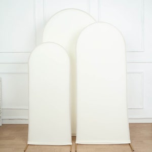 Set Of 3 | Matte Ivory Spandex Fitted Wedding Arch Covers For Round Top Chiara Backdrop Stand Covers, Photography Backdrop  - 5ft, 6ft, 7ft
